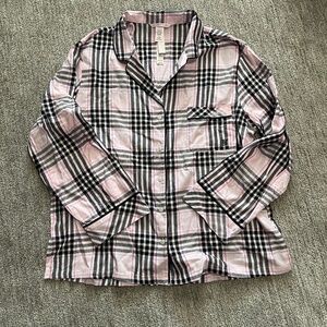 Victoria’s Secret Women’s Plaid Flannel Sleep Shirt Pajama Top – Size Large Tall